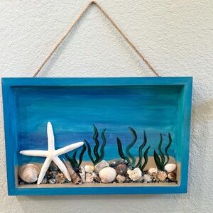 Coastal Seashell Shadow Box Wall Art with Starfish